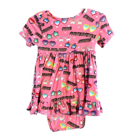 Posh Peanut Twirl Skirt Bodysuit Girls Rule, Smart, Strong, Size 18-24 Months - Picture 2 of 3